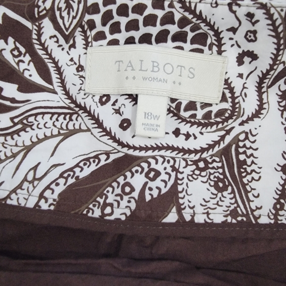 Talbots Brown and White Floral Skirt Size 18 W Cotton Summer - Picture 9 of 13
